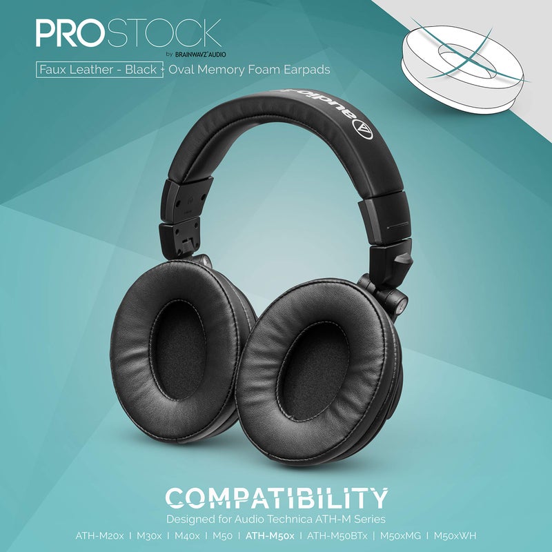 Brainwavz ProStock ATH M50X Upgraded Earpads, Improves Comfort & Style Without Changing The Sound - Ear Pad Designed for ATH-M50X M50BTX M20X M30X M40X Headphones, Vegan Leather (Black) - Image 5